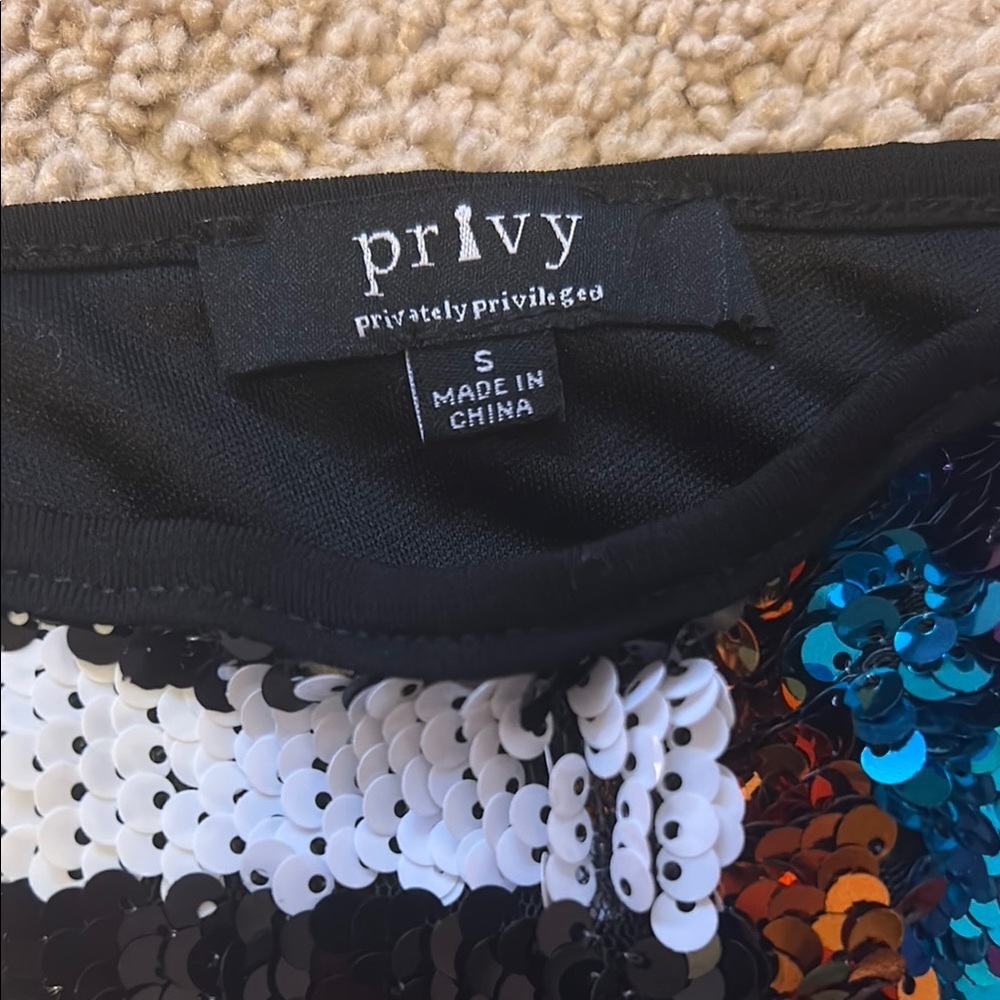 Privy Sequin Mini Skirt Black and Blue - Picture 2 of 11